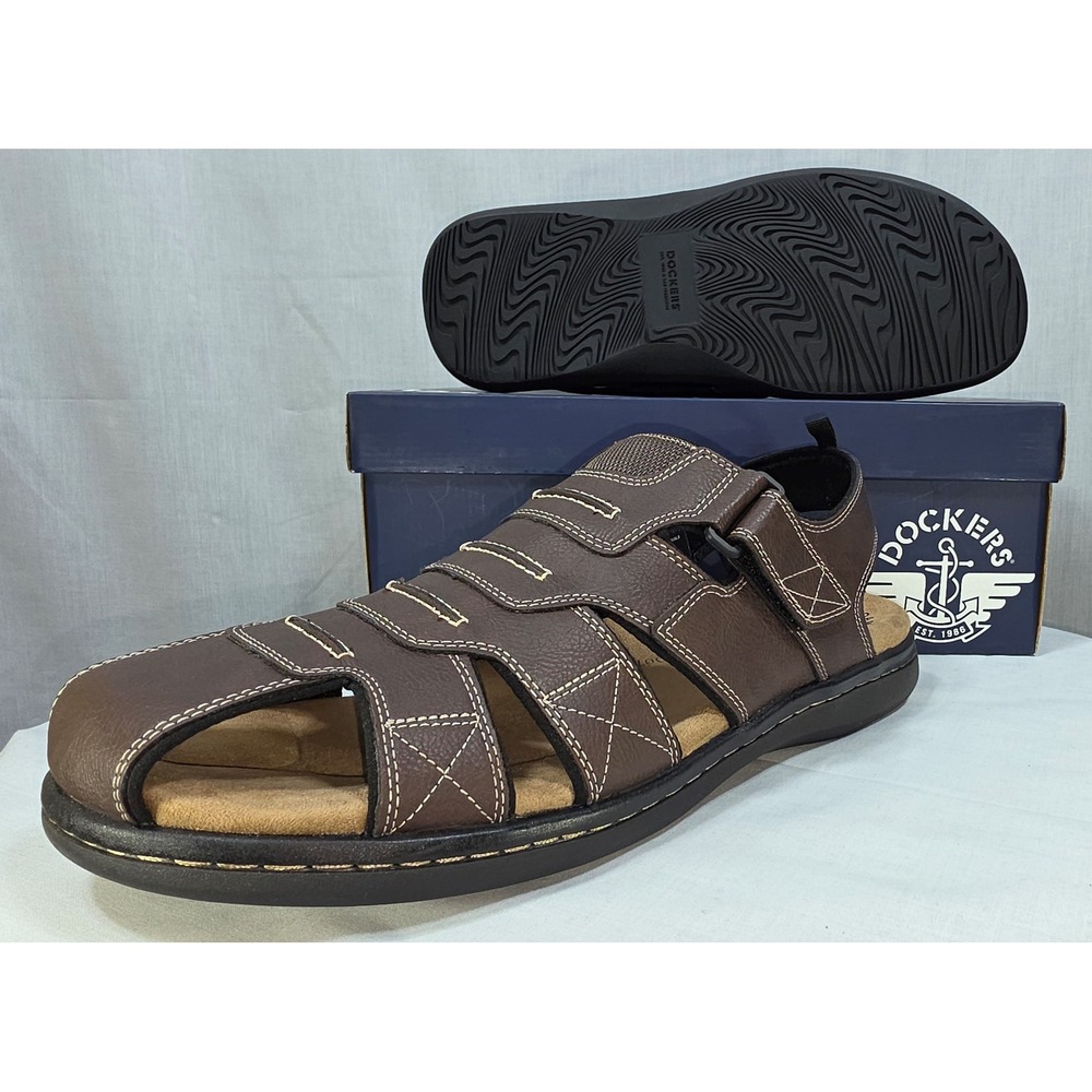 Dockers Shorewood Mens Fisherman Sandals Brown Memory Foam Comfort Shoes - Picture 6 of 11